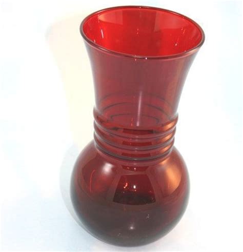 Royal Ruby Red Vase Anchor Hocking Glass By Buybackyesterday
