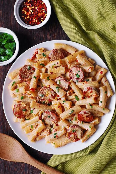 Smoked sausage is nice to have on hand because it is already cooked so it can be eaten hot or cold. Creamy Mozzarella Pasta with Smoked Sausage - Julia's Album