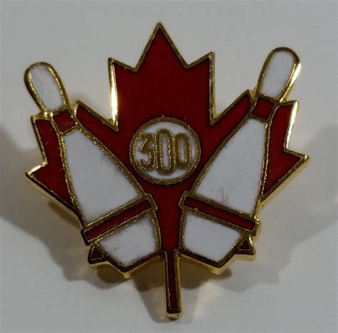 300 Bowling Award Canadian Maple Leaf Enamel Metal Lapel Pin | Canadian maple leaf, Canadian 