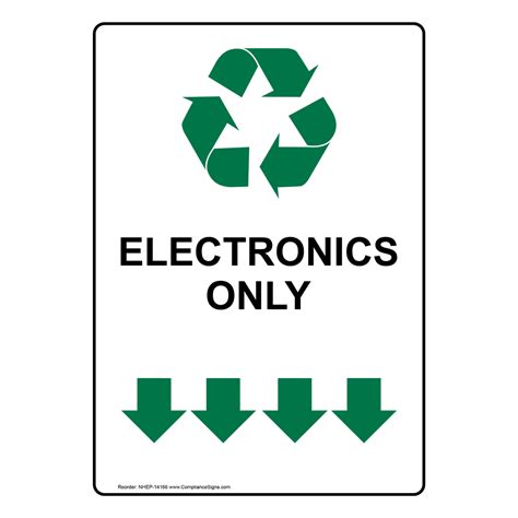 Portrait Electronics Only Sign With Symbol Nhep 14166