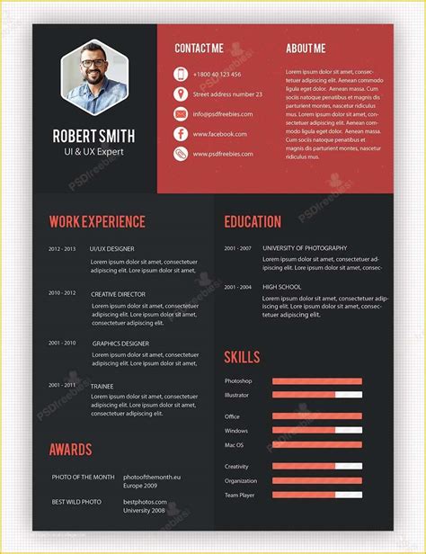 Free Resume Template Psd Of Free Resume Template Psd 4 Colors On
