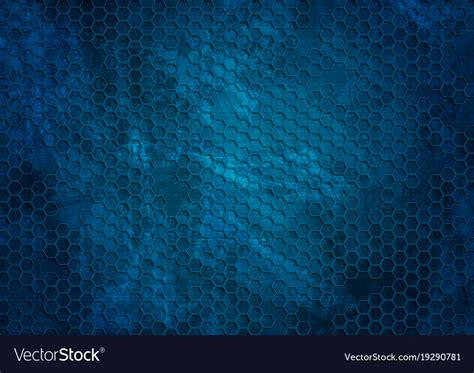Old Dark Blue Grunge Hexagons Texture Background Vector Image