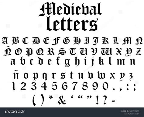 Medieval Letters Alphabet Vector Illustration Stock Vector Royalty