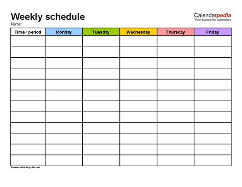 Blank Daily Weekly Work Schedule Template Word Format Pdfsimpli