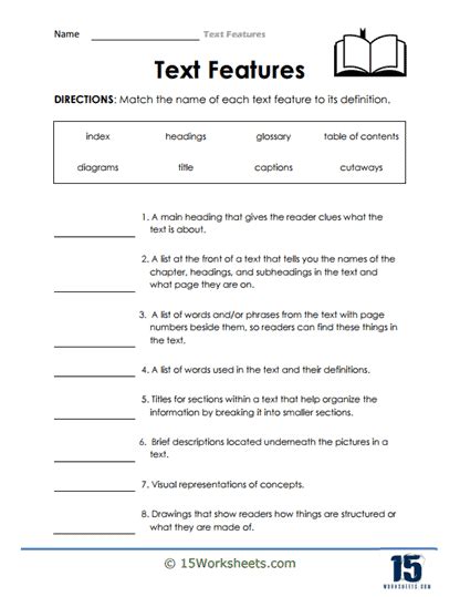 Text Features Worksheets 15