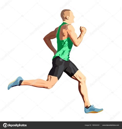 Running Man In Green Shirt Isolated Vector Illustration Side V
