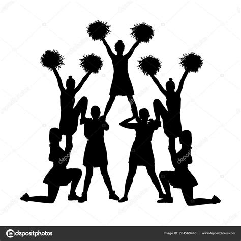Cheerleader Dancers Figure Vector Silhouette Illustration Isolated