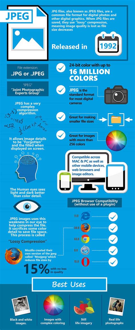 Know Your Image Formats - Mega Cheat Sheet Infographic It also stands for the compression algorithm that was the jpeg specification is very complex.
