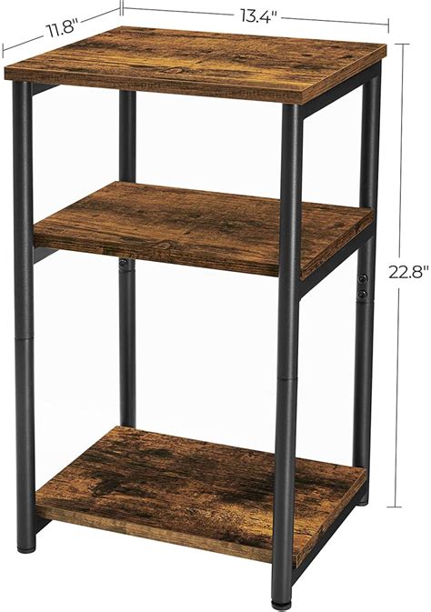 Tall Side Table End Table With Storage Shelves 3 Tier Slim Etsy