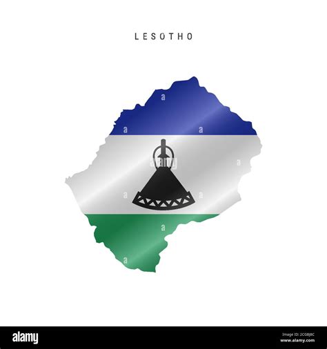 Waving Flag Map Of Lesotho Vector Illustration Stock Vector Image