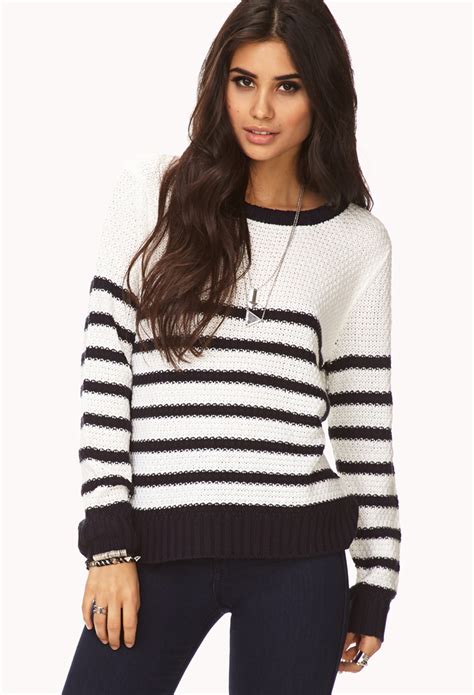 Forever 21 Nautical Striped Sweater In White Whitenavy Lyst