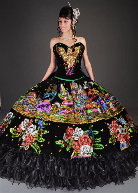 Quinceanera Mall Charra China Poblana Black Quinceanera Dress Quince Vestidos Vestidos