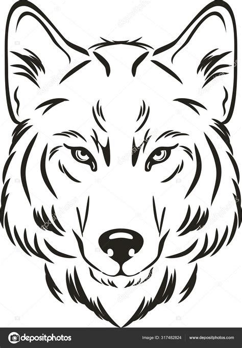 Wolf Head Outlined Drawing Stock Vector Image By ©teddy2007b 317482824