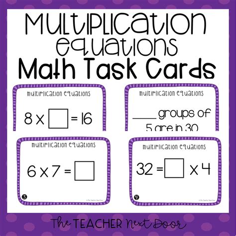 3rd Grade Multiplication Equations Task Cards Multiplication Facts