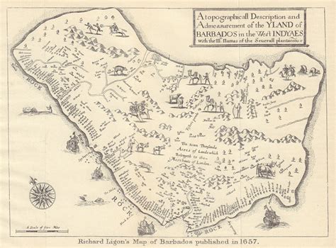 Richard Ligon S Map Of Barbados Published In 1657 Sifton Barnebys