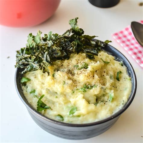 Creamy Mashed Potatoes With Baked Kale Chips Relish The Bite