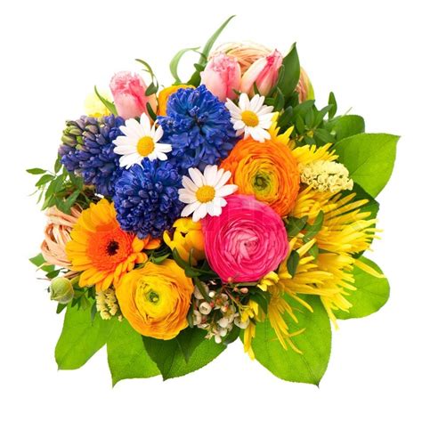 Beautiful Bouquet Of Colorful Spring Flowers Stock Photo