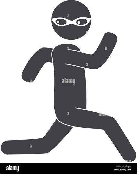 Silhouette Man Criminal Thief Stealing Isolated Stock Vector Image