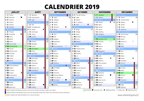 Calendrier 2019 à Imprimer Jours Fériés Vacances Calendriers Pdf
