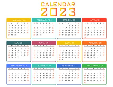 Colorido Calendario 2023 2909091 Vector En Vecteezy 4ad