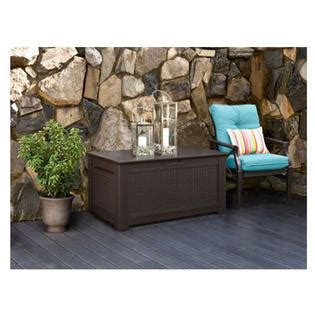 Patio bench, with storage compartment. Rubbermaid Patio Chic™ 46" x 25" Storage Bench
