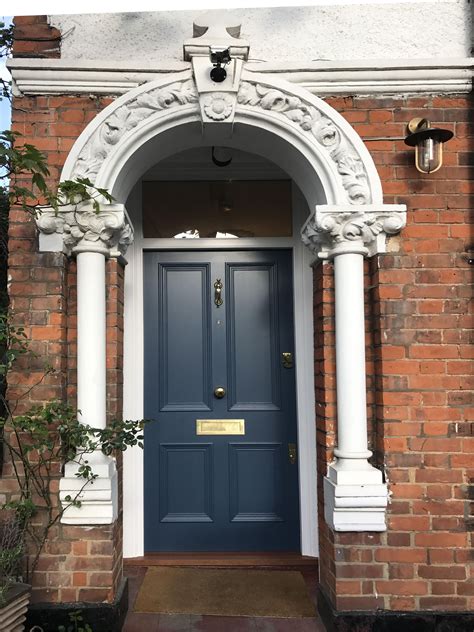 Beautiful Victorian Front Door Painted In Stiffkey Blue Colour