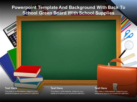 Powerpoint Template And Background With Back To School Green Board With