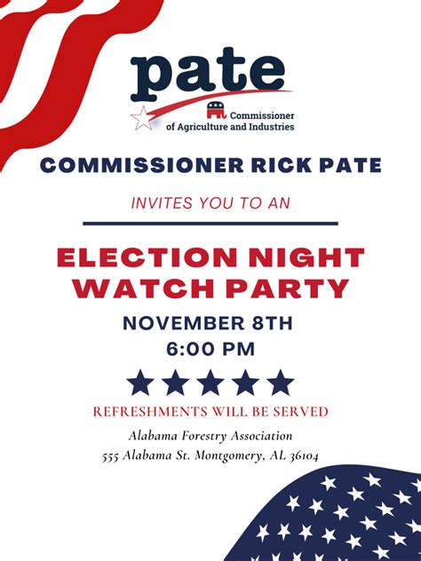 Commissioner Rick Pate Election Watch Party Alabama Republican Party
