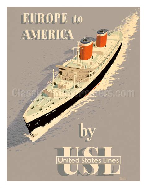 Art Prints And Posters Europe To America By United States Lines Ss