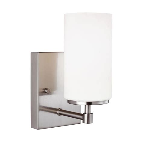 This sconce is from seagull lighting's academy collection. Sea Gull Lighting Alturas 4.375 in. W. 1-Light Brushed ...