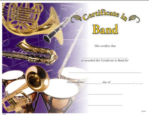 Buy Certificate In Band Awards Trophies Music Certificates