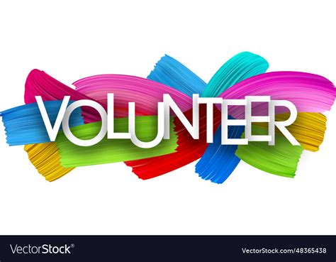 Volunteer Paper Word Sign With Colorful Spectrum Vector Image