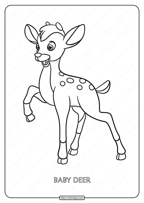 Een kleurplaat bestaat meestal uit een simpel motief in brede zwarte lijnen en is over het algemeen gedrukt op wit. Printable Baby Deer Pdf Coloring Page | Deer coloring ...
