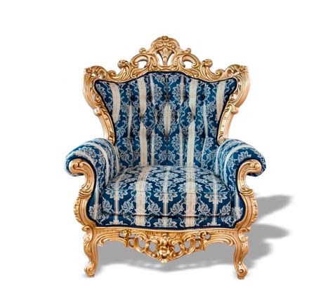 French Provincial Accent Chair Blue Classic Gold B 