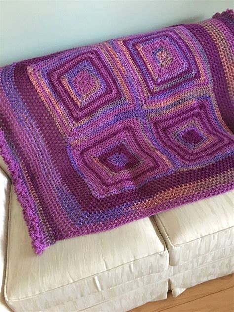 Shades Of Purple Crochet Afghan Modern Granny Square Crochet Afghan