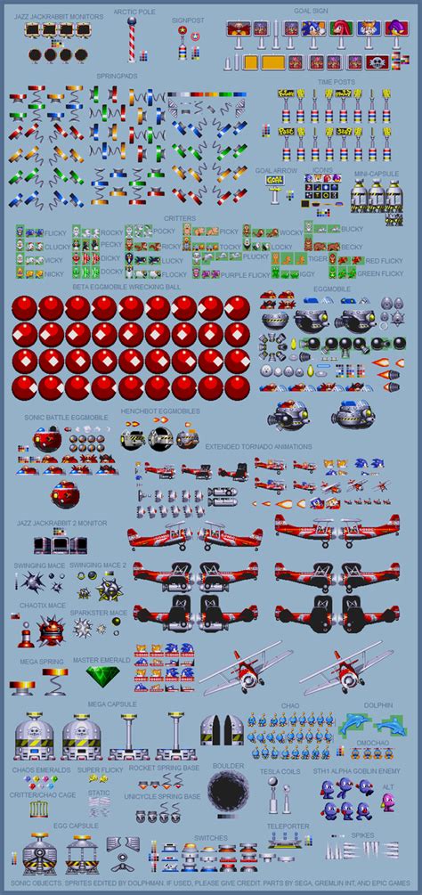 Sonic The Hedgehog Assorted Items Sprite Sheet By Retrobunyip On