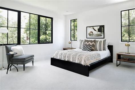 Modern White Master Bedroom With Black And Neutral Accents Hgtv