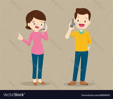 Man And Woman Talking On Cell Phone Royalty Free Vector