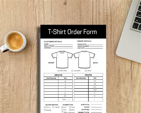 Tshirt Order Form For Small Business Editable Template Pdf Etsy