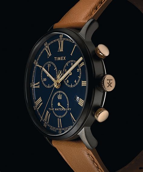 Waterbury Classic Chronograph 40mm Leather Strap Watch Timex UK