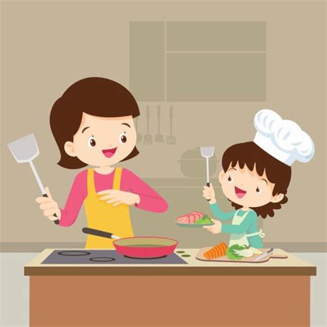mom cooking illustrations royalty free vector graphics and clip art istock