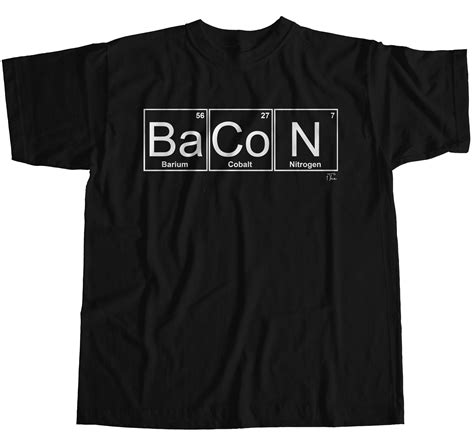 1Tee Mens Bacon Chemistry Element Periodic Table Science T Shirt EBay