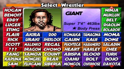 Wcw Vs The World All Characters Ps1 Youtube