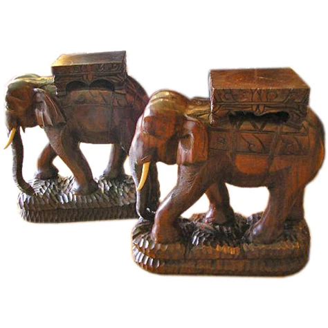 Pair Of Carved Teak Elephant Tables At 1stdibs