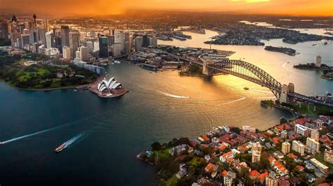 Desktop Wallpaper Sydney Australia City Aerial View Hd Image Picture