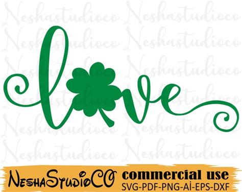 Shamrock Love Svgst Patricks Day Svglove Svgclover Etsy