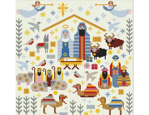 Free nativity cross stitch patterns. Christmas Nativity Sampler Cross Stitch Kit only £17.95