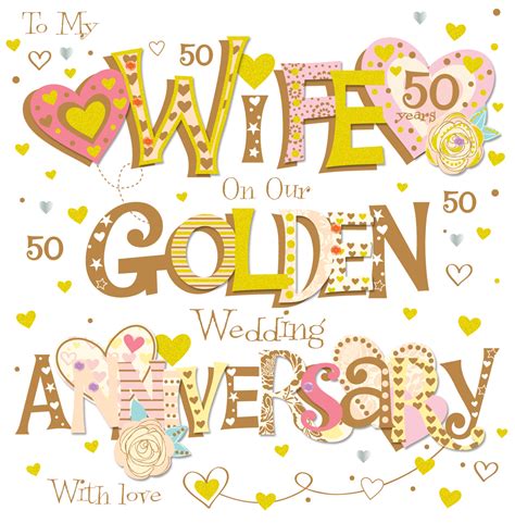 wife golden 50th wedding anniversary greeting card cards