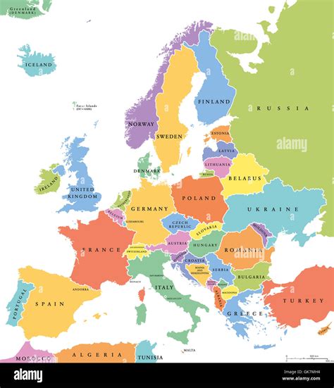 Europe Single States Political Map All Countries In Different Colors