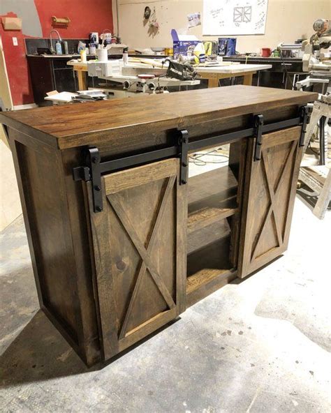 Not available for pickup and same day delivery. Barn door Console | Kitchen remodel small, Kitchen cabinet remodel, Rustic kitchen